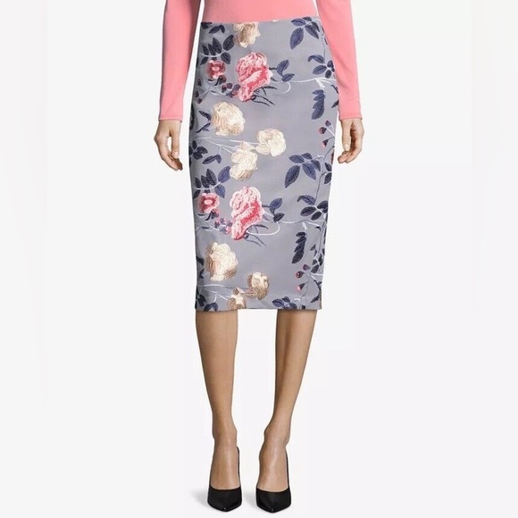 🆕 ECI Floral Embroidery Midi Skirt SZ SM - Picture 1 of 5